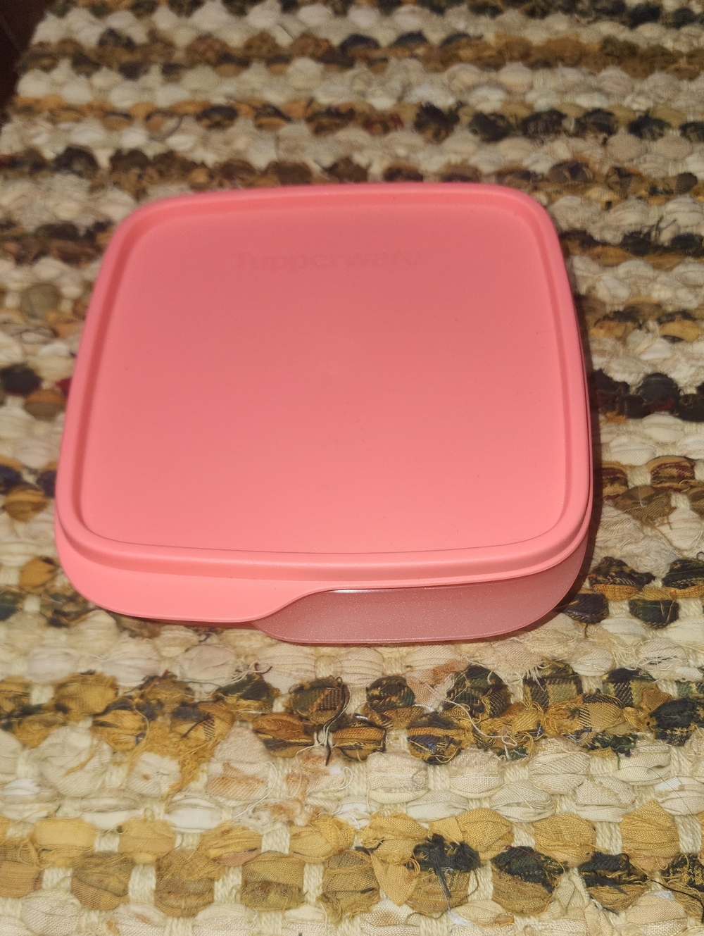 Tupperware 3 Section Divided Coral Pink Square Food Storage Container